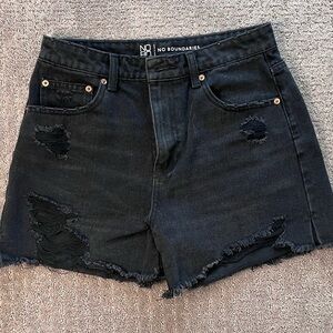 No Boundaries Black Ripped Jean Shorts